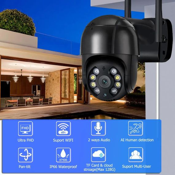 Зовнішня IP камера 8MP TOX EP8H 4K Outdoor WiFi PTZ UHD вулична поворотна 8mpx icsee xmeye | Зображення 1