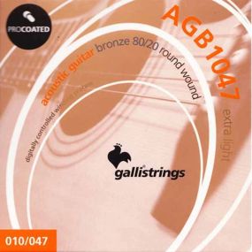Струни для акустичної гітари Gallistrings AGB1047-12 (.010-.047), ProCoated, LIGHT, Bronze