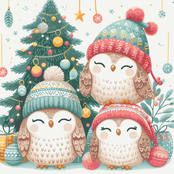 Картина по номерам "Рождественские совята" 11586-AC 40х40 см