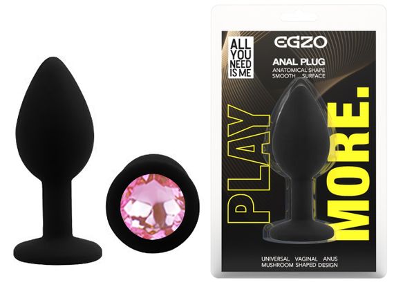 Силіконова анальна пробка EGZO - Silicone Black Round Plug Pink, size S Sex Aura