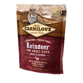 Корм Carnilove Cat Reindeer Energy & Outdoors сухой полнорационный беззерновой с олениной для активных взрослых кошек 0.4 кг