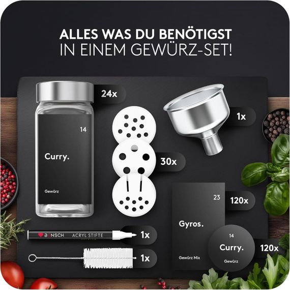 Банки для спецій скляні, набір 24 шт, квадратні з етикетками, воронкою, маркером, баночки 120 мл для кухні комплект | Зображення 6