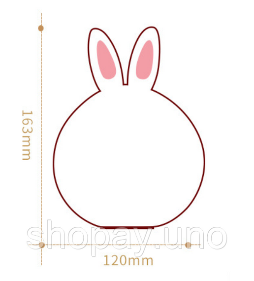 Детский светильник – ночник Зайчик LED Rabbit Soft Touch силиконовый со встроенным аккумулятором ∙ 7 режимов свечения | Зображення 3