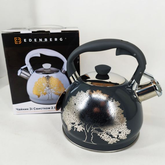 Качественный металлический чайник Edenberg EB-1956 2л, Кухонный чайник с ручкой и свистком ZJ-27 | Зображення 1