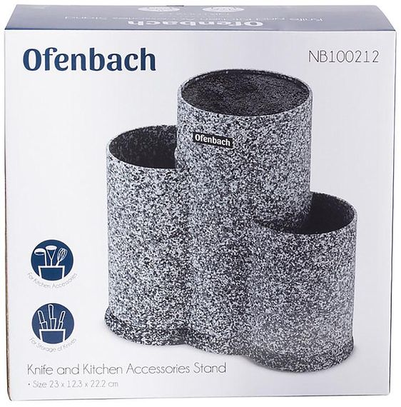 Підставка-колода Ofenbach Grey Marble для кухонних ножів 23х13х22см, потрійна кругла | Зображення 6
