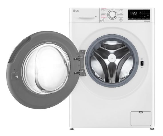 Пральна машина LG фронтальна, 7кг, 1200, A+++, 48см, дисплей, пара, інвертор, білий (F2V3HS0WW) | Зображення 2