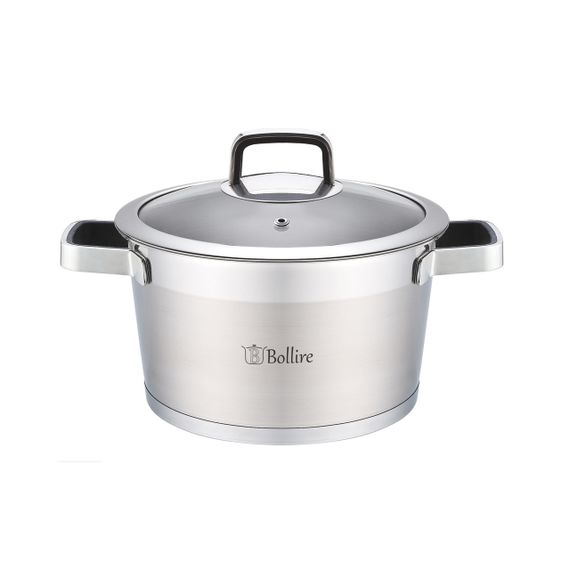 Каструля Bollire Palermo BR-2102, 2. 2 л, 18 см, з нержавіючої сталі з кришкою, для всіх типів плит