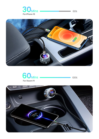 Автомобильное зарядное устройство SV QOOVI 80 Вт PD USB Type C, двухпортовое (sv2538) | Зображення 4