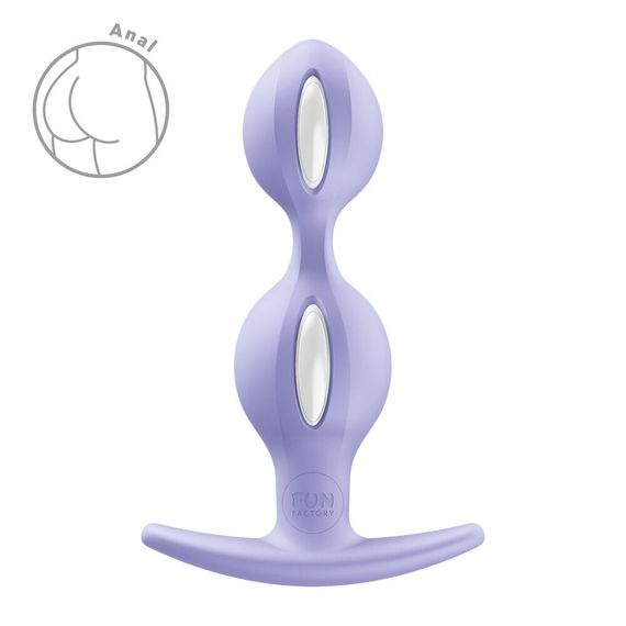 Анальні кульки Fun Factory B BALLS DUO Purple, ефект вібрації, діаметр 3,2 та 3,6 см, Фіолетовий