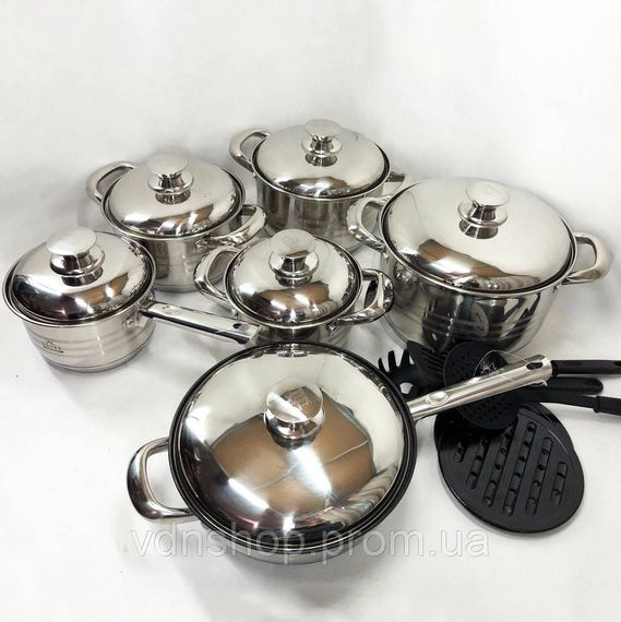 Набір каструль для електроплити 18 предметов ASTRA A-2518, Набір якісних каструль QW-28 | Зображення 3