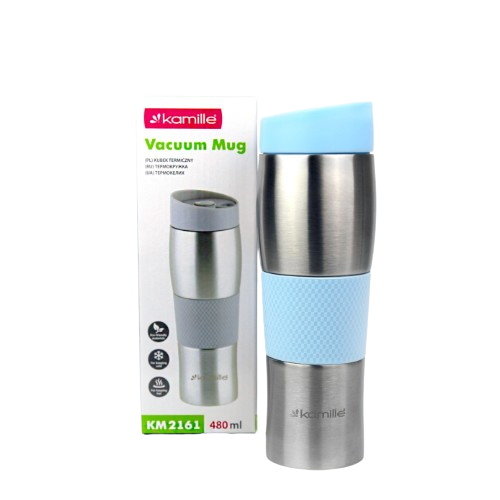 Термопляшка 480мл з нержавіючої сталі з TPR-вставкою (ментоловий, блакитний, ліловий, сірий) | Зображення 2