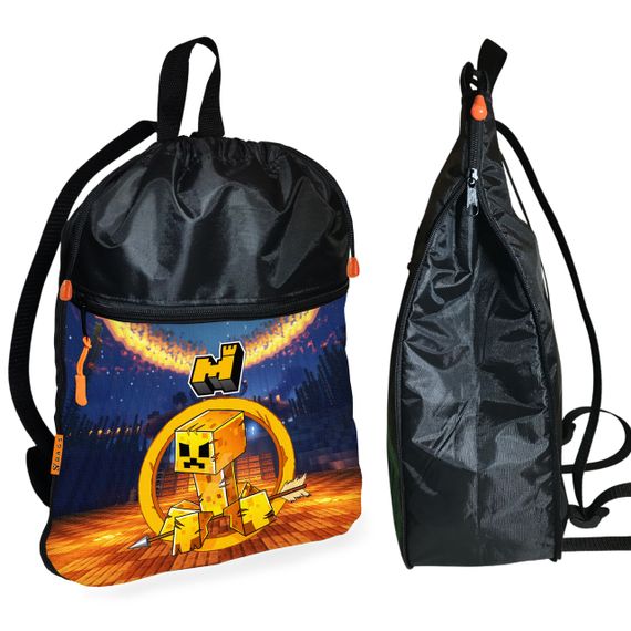 Рюкзак-мешок для обуви,спортивной формы Майнкрафт "Minecraft" детская сумка для сменки с расширителем (01280)