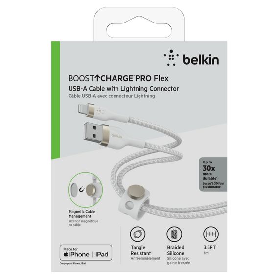 Дата кабель USB 2.0 AM to Lightning 1.0m white Belkin (CAA010BT1MWH) | Зображення 1