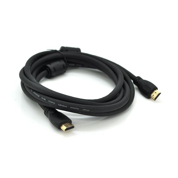 Кабель Ritar PL-HD347 HDMI-HDMI 19+1, Ultra HD 4Kx2K, 2160P, 2.0m, v2,0, OD-6.0mm, з фільтром, круглий Black, коннектор Gold, Пакет, Q110