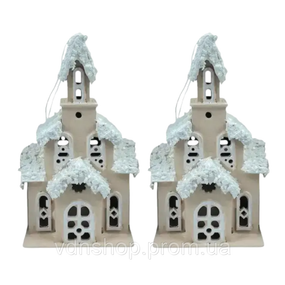 Декоративный новогодний домик из дерева 5×10×25 см Капучино 28124500