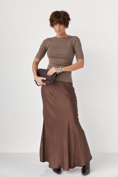 Трикотажна однотонна американка - кавовий цвет, L (є розміри) | Зображення 2