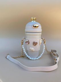 Термос непроливайка поїльник з трубочкою 480мл Бежевий Зайчик