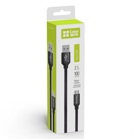 Кабель USB MicroUSB ColorWay CW-CBUM002-BK 2,1А 1м чорний
