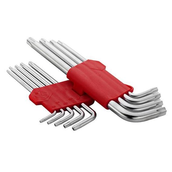 Набір ключів Г-подібних TORX подовжені з отвором 9 од., Т10-Т50, Cr-V INTERTOOL HT-0606 | Зображення 2