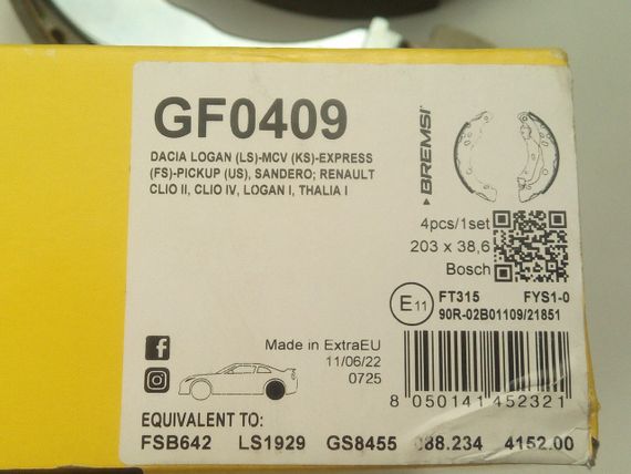 Колодки задні гальмівні Logan, Bremsi (GF0409) Bendix (6001551409) | Зображення 2