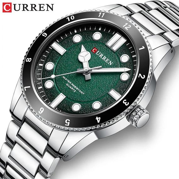Чоловічий годинник Curren 8450 Silver-Green | Зображення 1