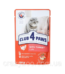 Влажный корм для котов Club 4 Paws с индюшкой в желе 100 г B5611311