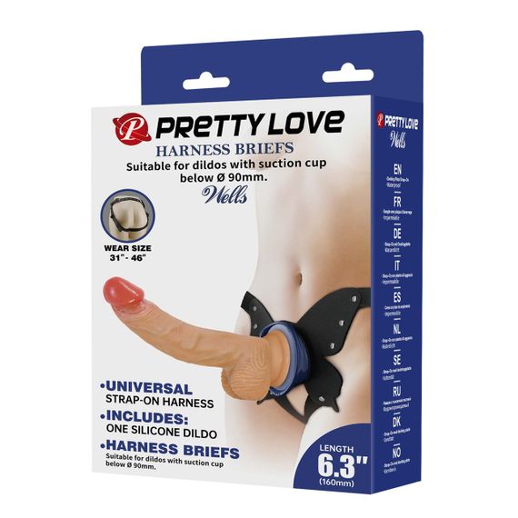 Страпон Pretty Love Wells 6.3 Silicone Dildo with Harness Briefs Sex Aura | Зображення 2