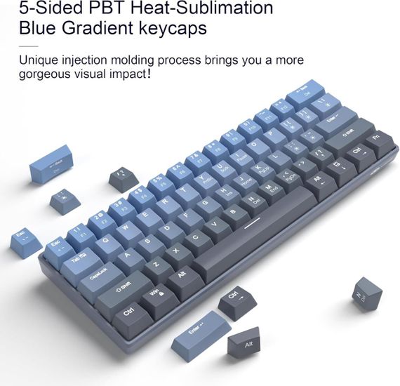 Механічна клавіатура MageGee 60% з жовтими перемикачами та RGB-підсвіткою, німецька розкладка | Зображення 3