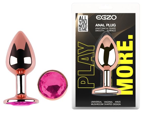 Анальна пробка з кристалом EGZO - Rose Gold Round Plug Rose size S sexstyle