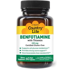 Тіамін Country Life Benfotiamine with Thiamin 150 mg 60 Veg Caps