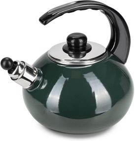 Чайник емальований Kamille "Boiling Water" 2.5л зі свистком, зелений глянець