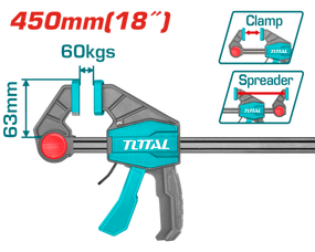 Струбцина TOTAL THT1340603 швидкозатискна, 63х450мм, 60кг