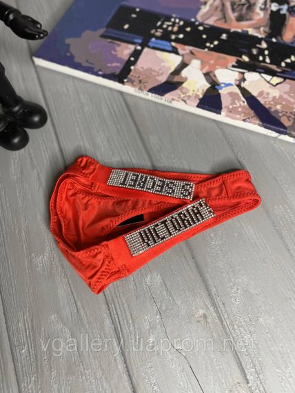 Женские трусики Виктория Сикрет со стразами, трусики стринги Victoria’s Secret, модные трусики стринги Красный, M | Зображення 3