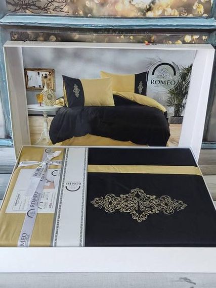 Постільна білизна Romeo Vis.Yellow blac Ранфорс Бавовна Євро розмір