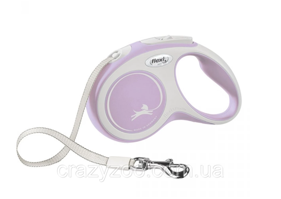 Поводок-рулетка для собак Flexi New Comfort М до 25 кг сиреневая лента 5 м 43608