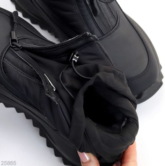 Спортивные черные ботинки дутики водонепроницаемые с фиксатором | Зображення 8