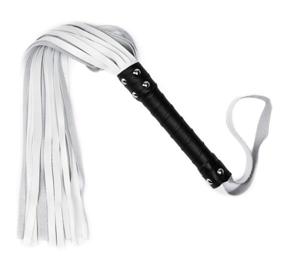 Флогер з натуральної шкіри Flirty Leather - Black & White, BG-00033 sexstyle | Зображення 1