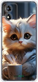 Чохол на Motorola Moto E13 Білий кіт "5646sp-3053-2448"