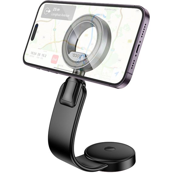 Автотримач Hoco H71 Totem Ring magnetic (center console) Black metal gray | Зображення 3