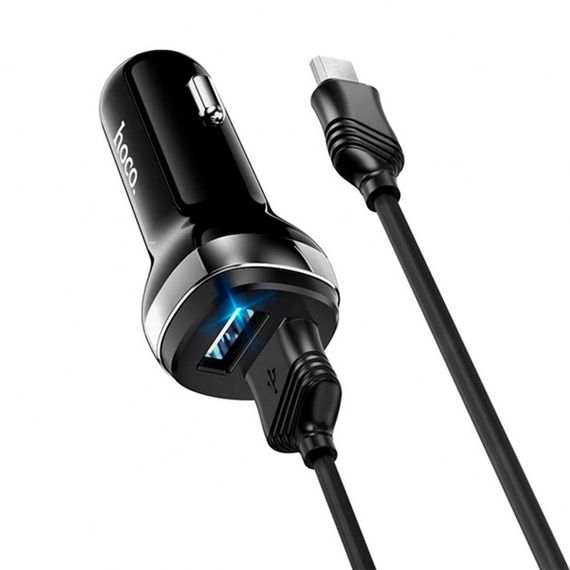 Набір АЗУ 12-24V HOCO Z40 кабель Micro, 2xUSB, 2.4A, кабель 1м, Black, Box | Зображення 3