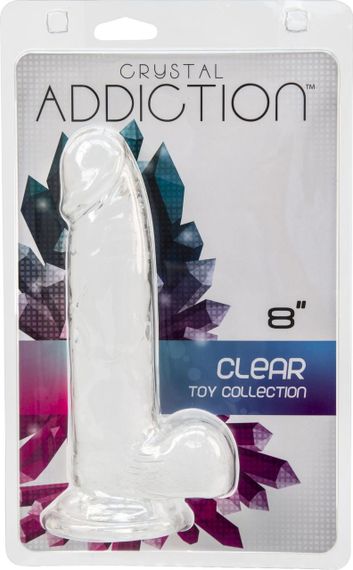 Прозорий фалоімітатор на присосці ADDICTION — Clear Dildo with Balls 8″, віброкуля в подарунок Sex Aura | Зображення 5