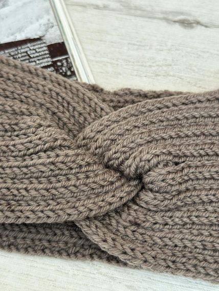 Пов'язка на голову в'язана тепла Біло-Бежевий 55-58р  One Size (3122) | Зображення 5