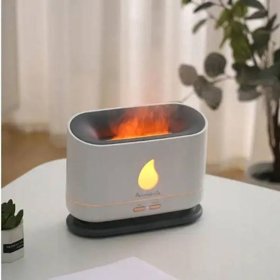 Увлажнитель воздуха аромадиффузор для эфирных масел с эффектом пламени Белый