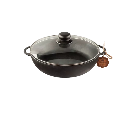 Жаровня 26*6см скляна кришка чавунна лита Т103С3 Майстерня