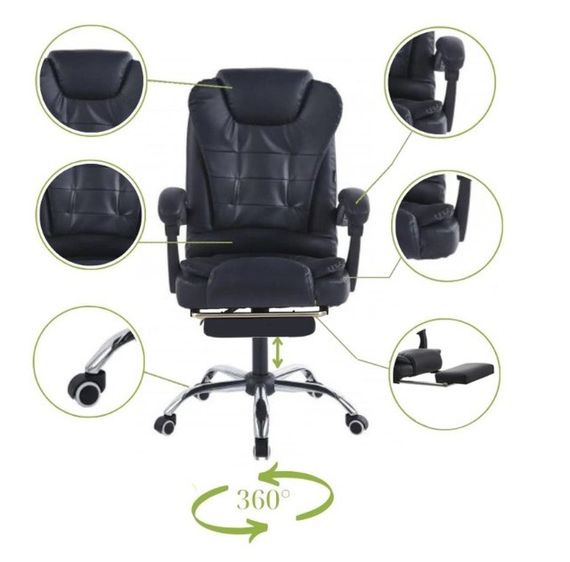 Крісло офісне на колесах Bonro Бонро B-6071 TPF чорне з підставкою для ніг (42412008) | Зображення 4