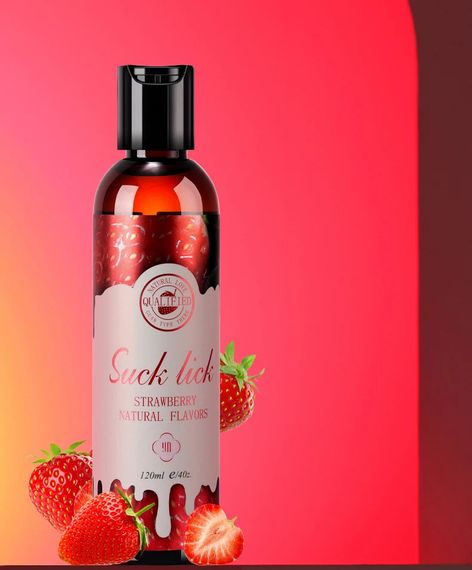 Оральний лубрикант Suck Lick з ароматом та смаком полуниці 120 ml | Зображення 4