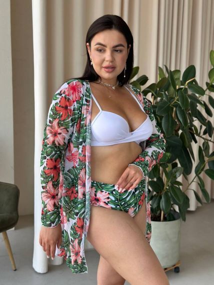 Роздільний білий купальник PLUS SIZE з сформованою чашкою та тунікою в комплекті | Зображення 8
