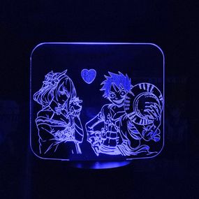Акриловый светильник-ночник Д. Луффи и Райдэн синий tty-n002032