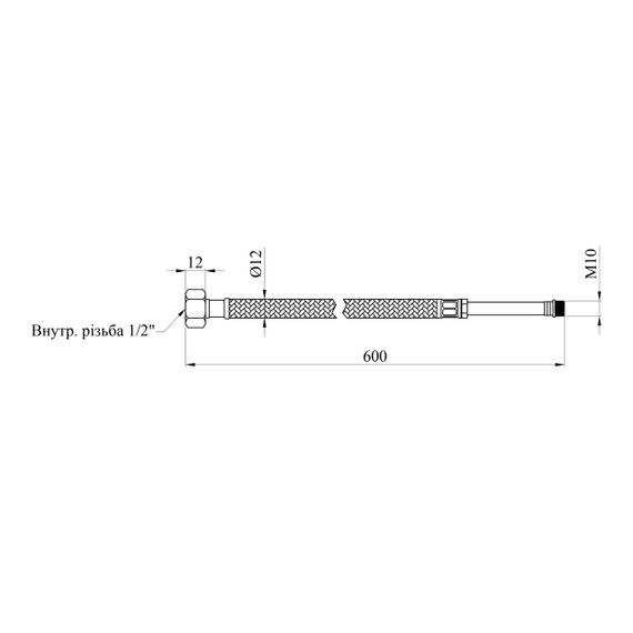 Гнучка підводка для підключення змішувача Kroner KRM 1/2"хМ10 ВЗ 60 см в нейлоновому обплетенні покритому ПВХ | Зображення 1