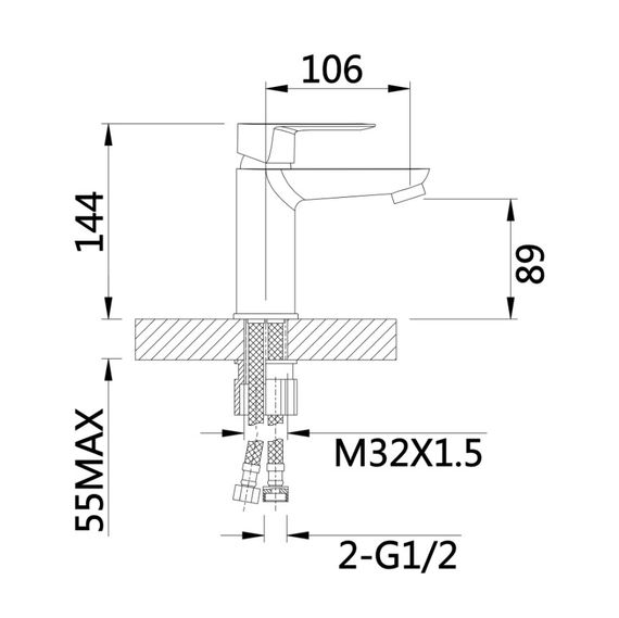 Змішувач для раковини Lidz Latwa 001 LDLAT001BLA45418 | Зображення 2